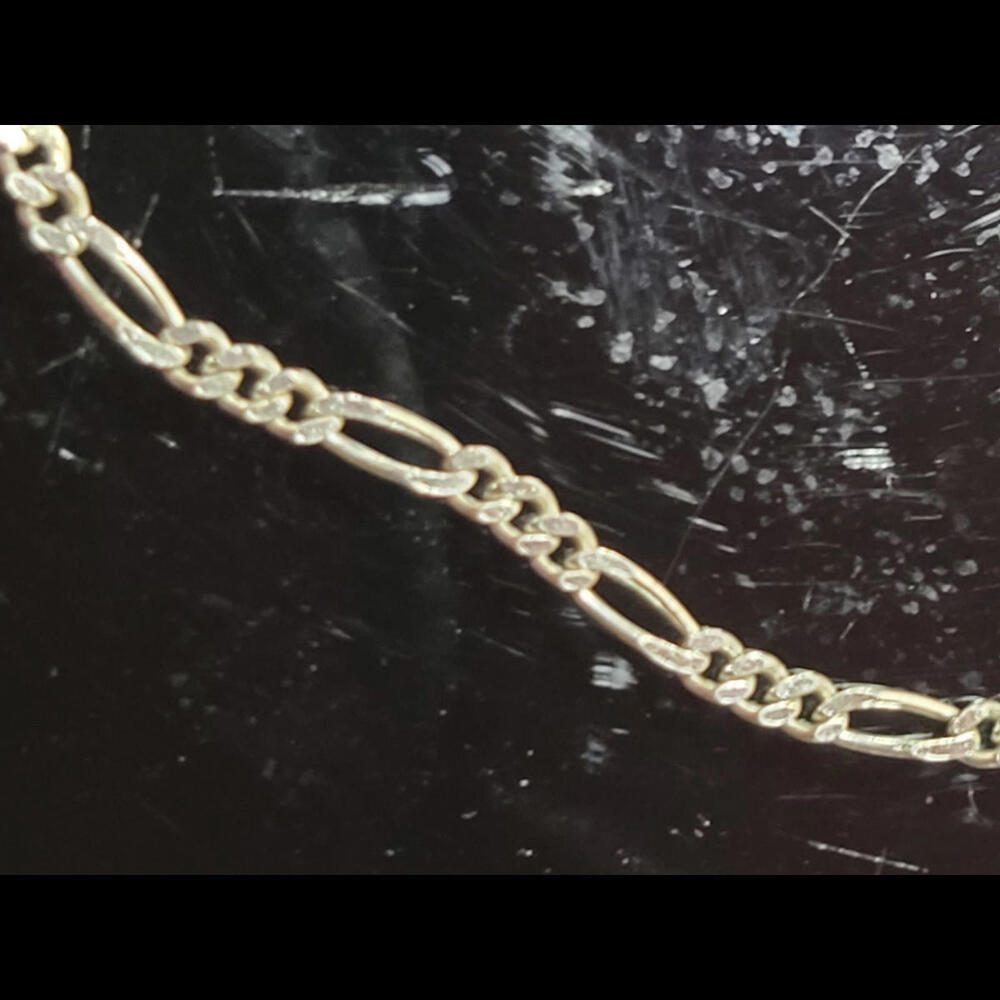 10 Inch Figaro Style Sterling Silver Bracelet 925 Made In Italy With 925 Lobst - Picture 8 of 9